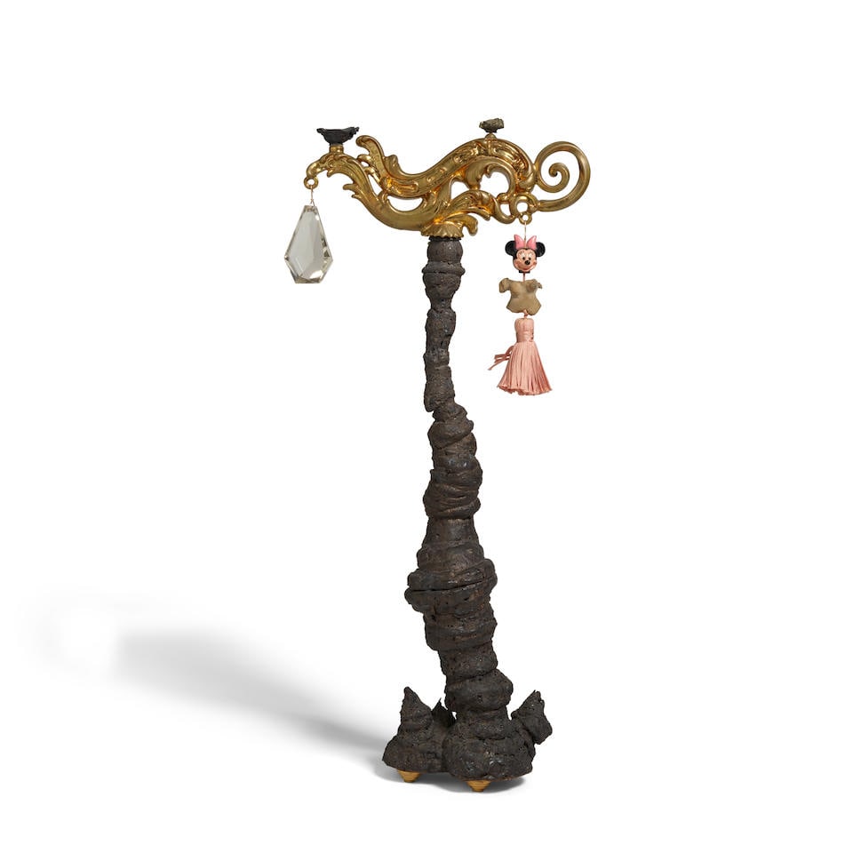 ADRIAN SAXE (B. 1943) High Fiber Pacific Rim Job Magic Lamp, 1997: ADRIAN SAXE (B. 1943) High Fiber Pacific Rim Job Magic Lamp, 1997 inscribed with the artist's signature and dated 'Saxe 97' (on the underside) porcelain, stoneware, fabric and rhinestones 26 1/4 x 11