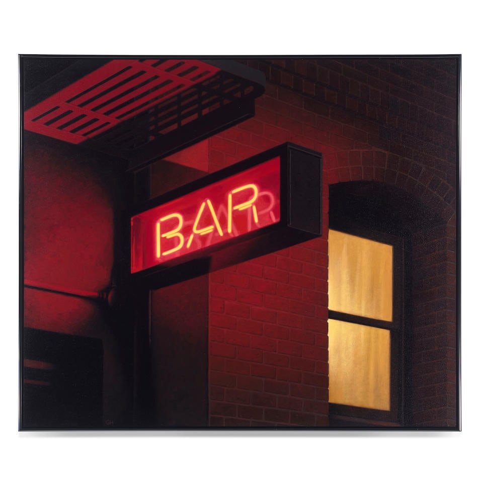 GUS HEINZE (B. 1926) Bar Twice, 2005: GUS HEINZE (B. 1926) Bar Twice, 2005 signed with the artist's initials 'GH' (lower left); signed and inscribed 'GUS HEINZE' (on the reverse) acrylic on panel 32 x 37 3/4 in. 81.3 x 95.9 cm. Footnotes: