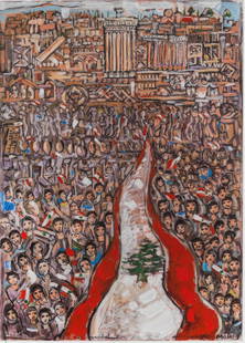 Jamil Molaeb (Lebanon, born 1948) Thawra: Jamil Molaeb (Lebanon, born 1948) Thawra print, pigments on paper, published by TEAL Editions signed 'Jamil Molaeb' and dated '2022', titled 'Revolution' and numbered '2/10', number 2 from an edition