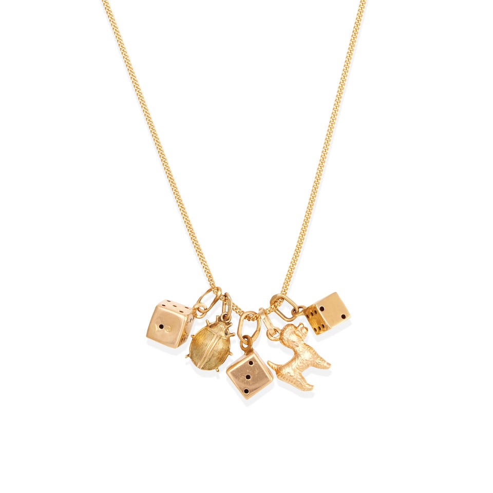 A GOLD AND CHARM NECKLACE (1 of 1)