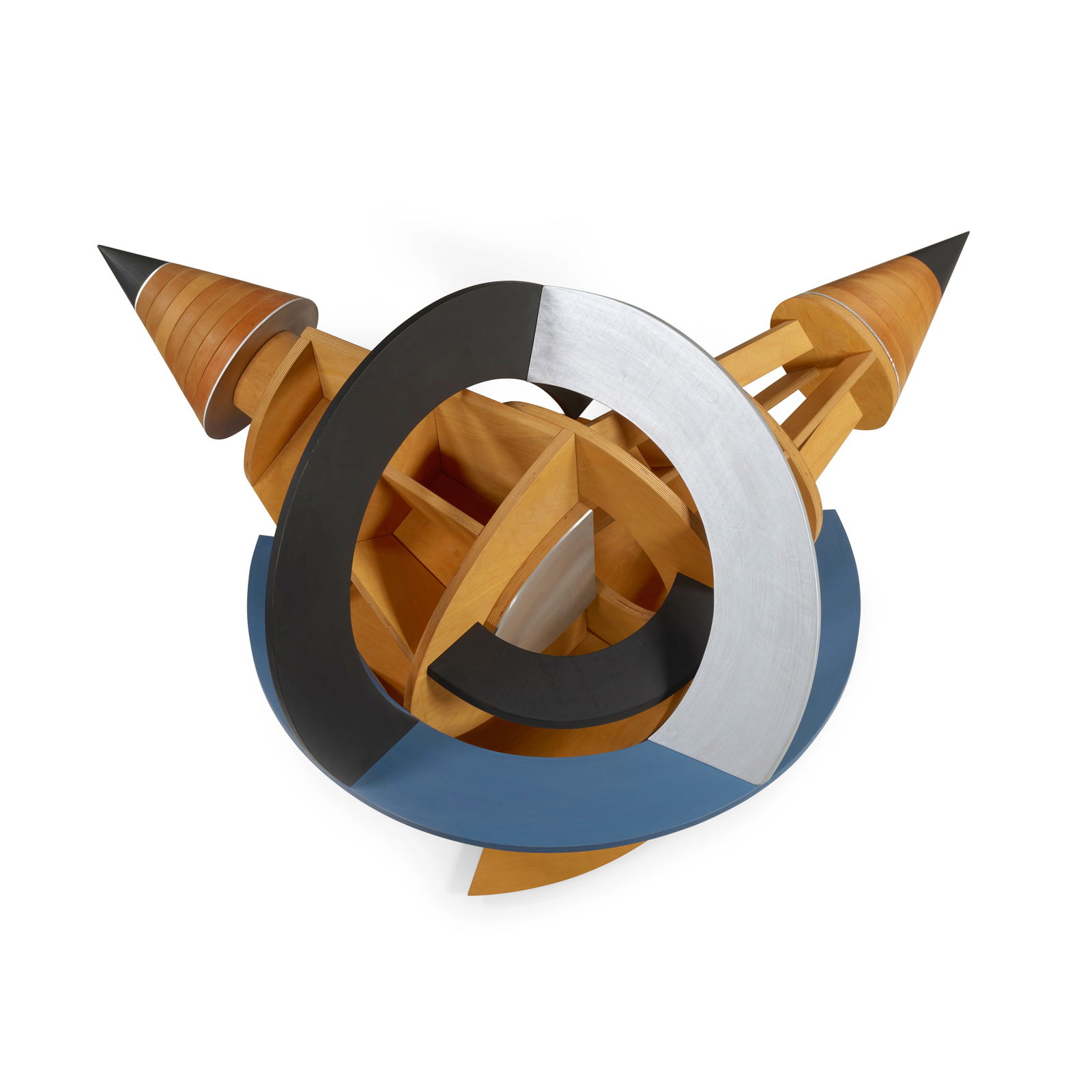 JOHN OKULICK (B. 1947) Two Lovers, 1992: JOHN OKULICK (B. 1947) Two Lovers, 1992 signed, titled and dated 'John Okulick 'Two Lovers' 1992' (on the reverse) painted wood and metal 48 x 59 1/2 x 26 1/2 in. 121.9 x 151.1 x 67.3 cm. Footnotes: