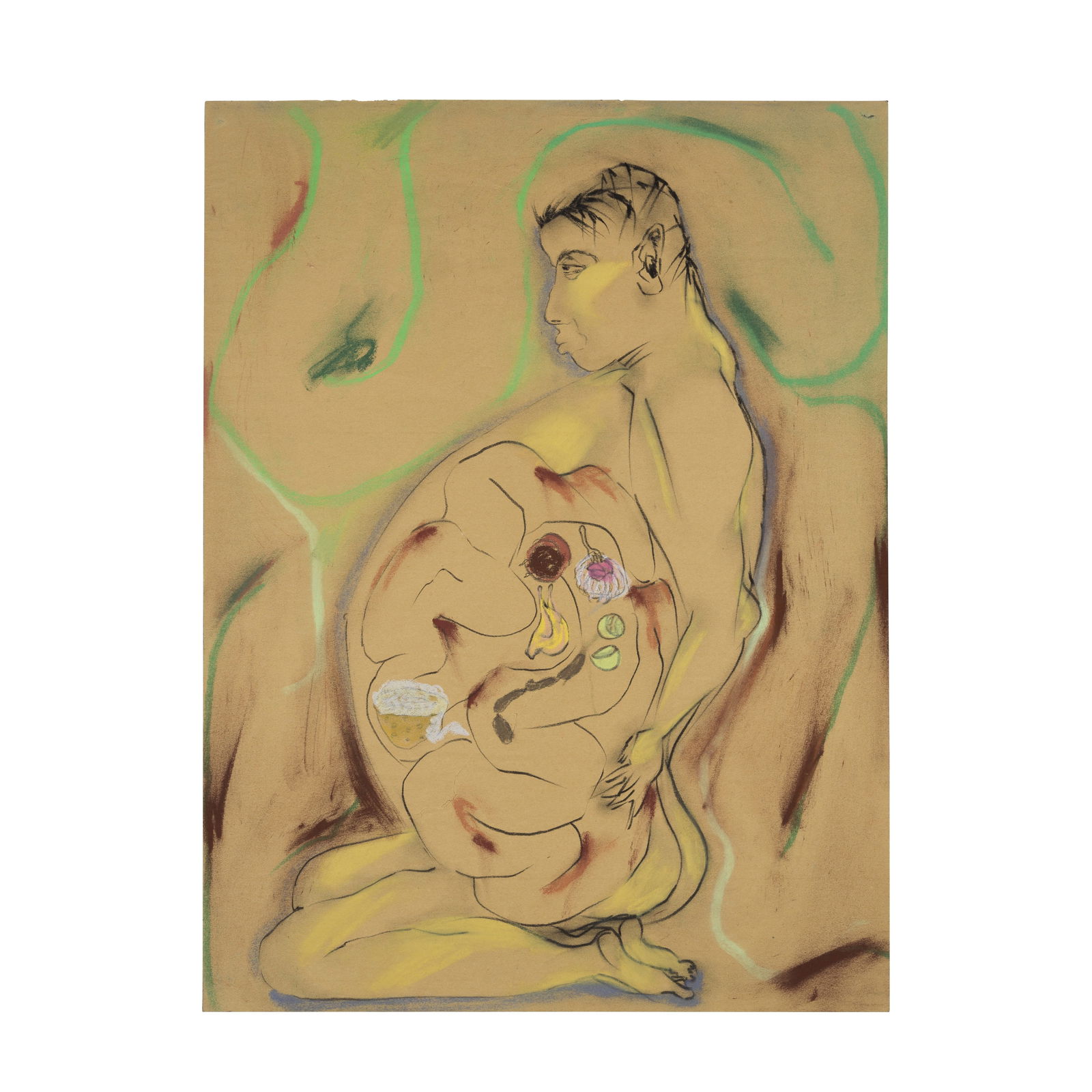 FRANCESCO CLEMENTE (Né en 1952) « Il mio ghiotto ne »: FRANCESCO CLEMENTE (Né en 1952) « Il mio ghiotto ne » 1980 Signé, titré, situé Amsterdam et daté 1980 ottobre au dos Fusain et pastel sur papier H: 60,8cm. (23 5/8in