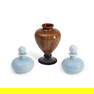 Three Pieces of Art Glass, first half of the 20th century, pair of bottles with stoppers, polish...