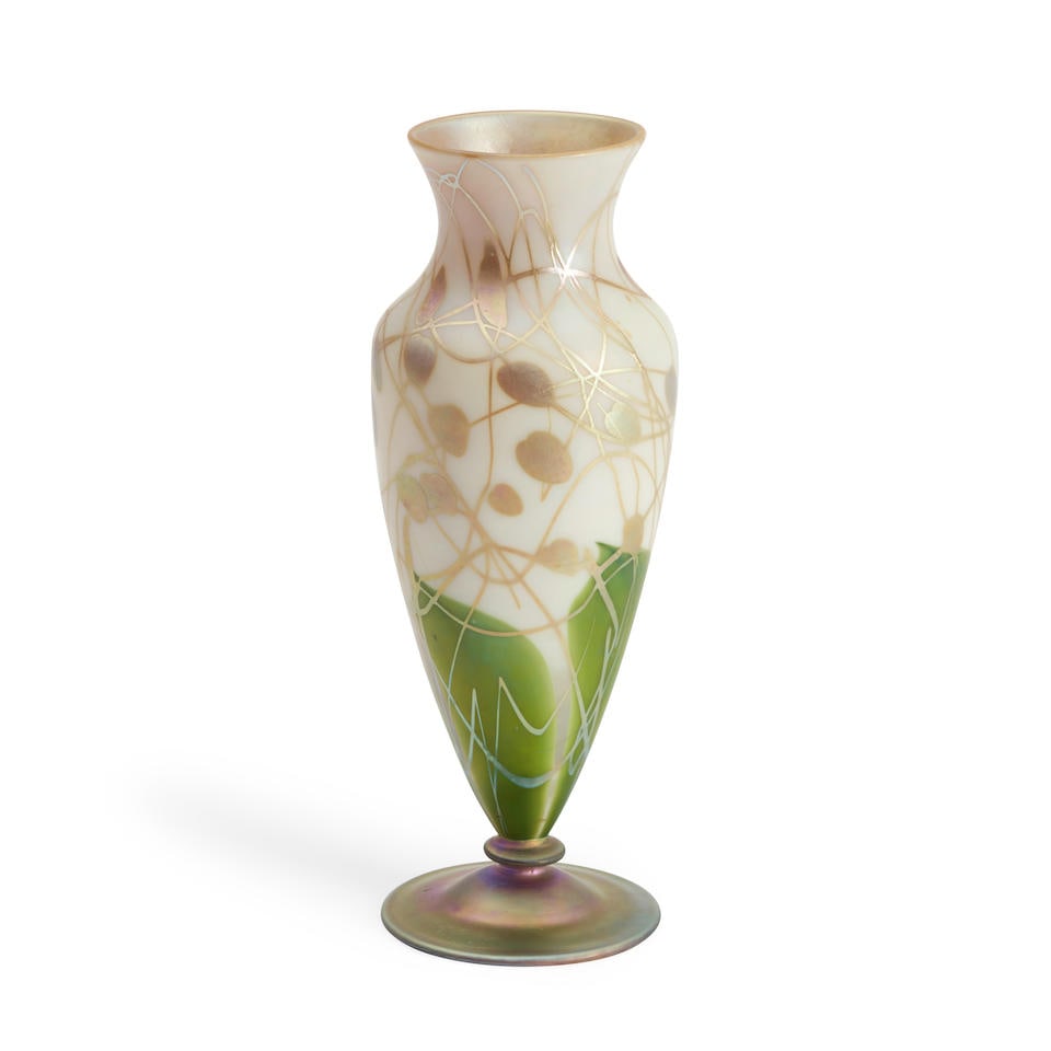 Steuben Calcite with Applied Decoration Art Glass Vase, Corning, New York, early 20th century, m... (1 of 2)