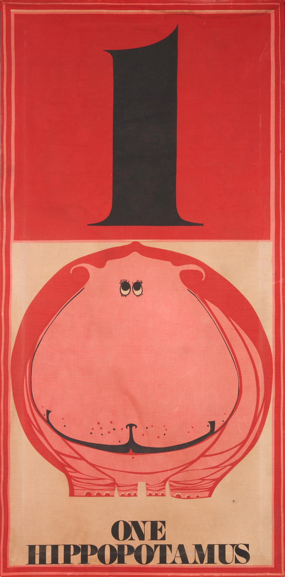 Marimekko/Design Research 'One Hippopotamus' Silkscreen, c. 1960, print on fabric, by repute par... (1 of 2)