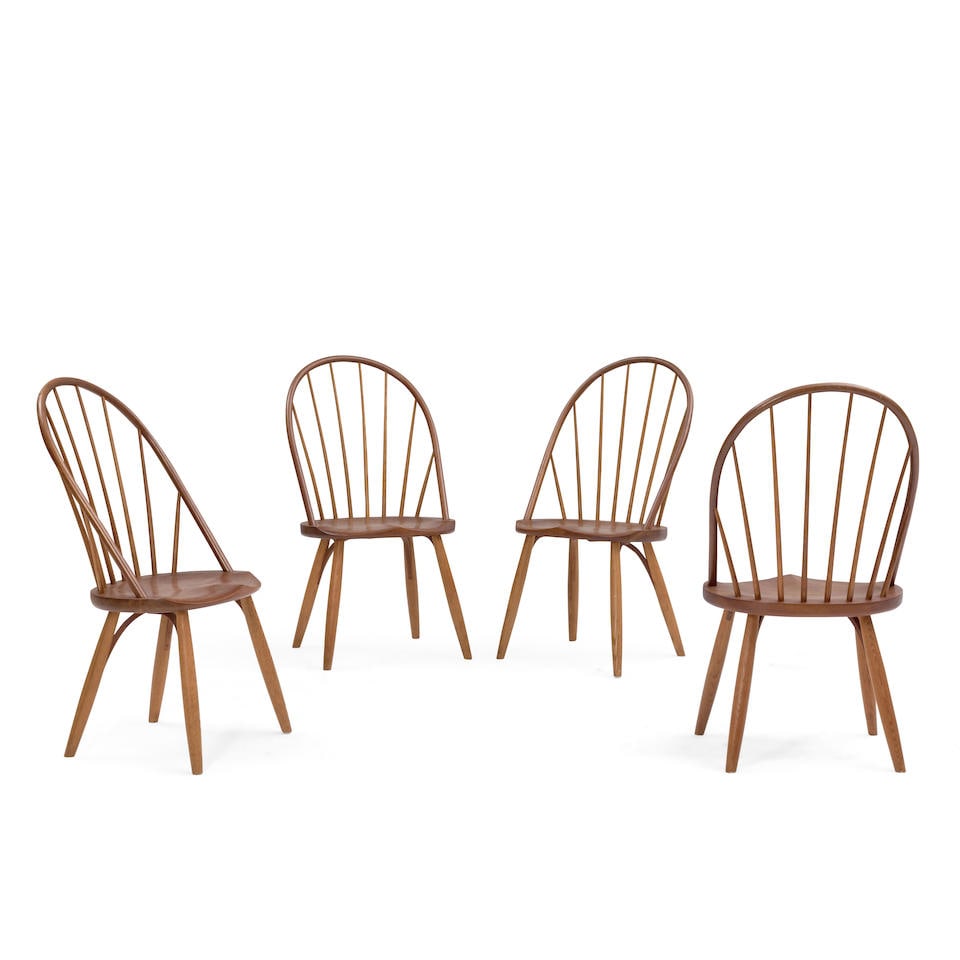 Four Thomas Moser Bowback Cherry Dining Chairs, New Gloucester and Auburn, Maine, dated 1984 and... (1 of 1)
