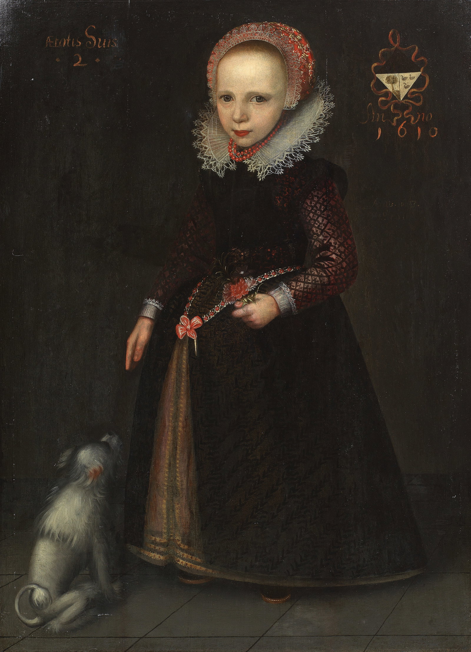 Circle of Adriaen van der Linde (Bruges circa 1560-1609) Portrait of a girl, full-length, in a b... (1 of 1)