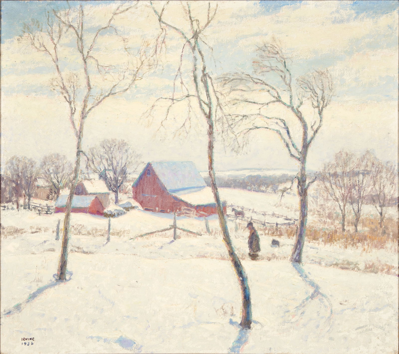 Wilson Henry Irvine (American, 1869-1936) Farm in Winter, Axtell, Kansas 24 1/4 x 27 in. framed ... (1 of 1)