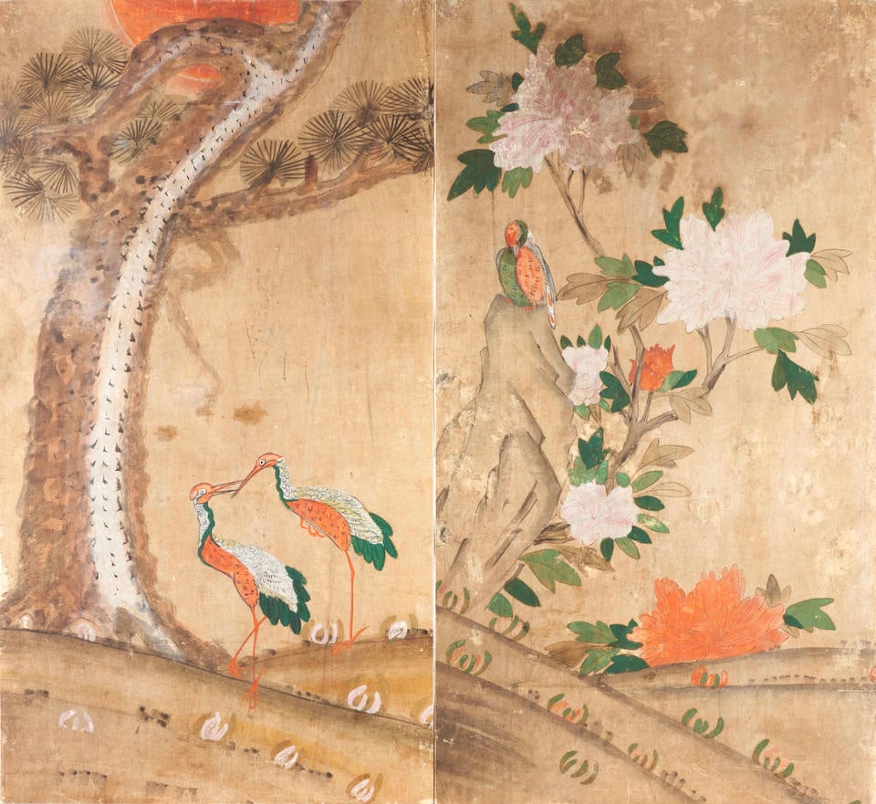 FOUR LOOSE MINHWA FOLK PAINTINGS (1 of 2)