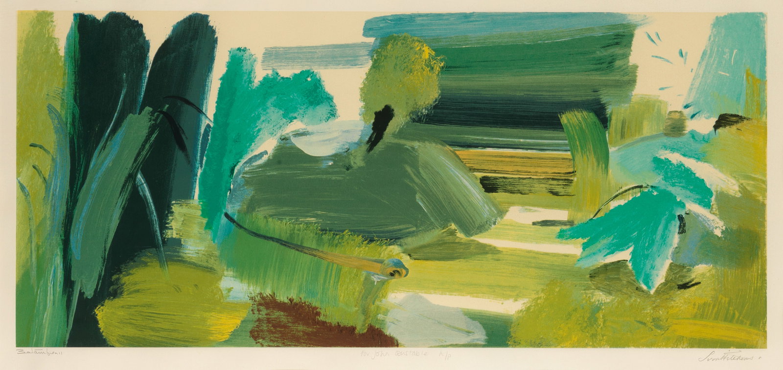Ivon Hitchens (British, 1893-1979) For John Constable Screenprint in colours, 1976, on J. Green ...: Ivon Hitchens (British, 1893-1979) For John Constable Screenprint in colours, 1976, on J. Green wove paper, signed, titled and inscribed 'A/P' in pencil, an artist's proof aside from the numbered edit