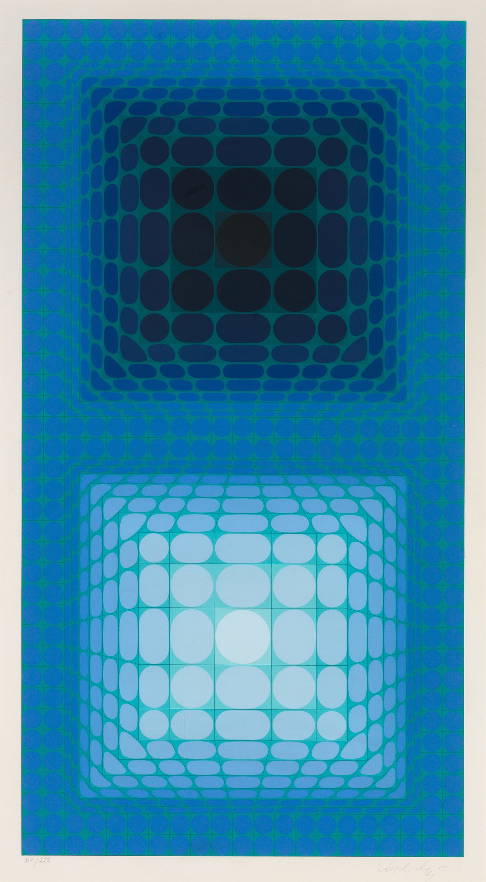Victor Vasarely (Hungarian/French, 1906-1997) Meta IV, from Meta Screenprint in colours, 1976, o...: Victor Vasarely (Hungarian/French, 1906-1997) Meta IV, from Meta Screenprint in colours, 1976, on wove paper, signed and numbered 119/225 in pencil, published by Denise René Gallery, Paris, with