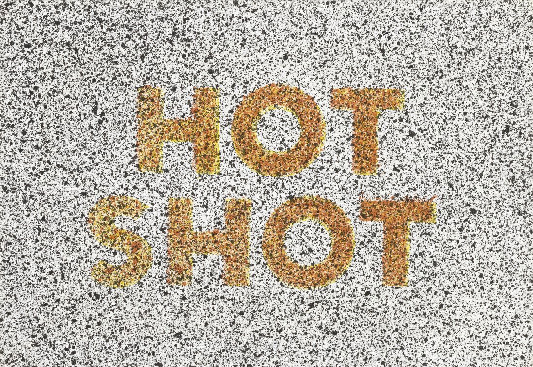 Ed Ruscha (American, born 1937) Hot Shot, from 18 Small Prints Lithograph in colours, 1973, on w...: Ed Ruscha (American, born 1937) Hot Shot, from 18 Small Prints (Engberg 71) Lithograph in colours, 1973, on wove paper, signed, dated and numbered 60/100 in pencil verso, published by Bernard Jacobson