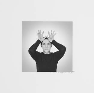 Marina Abramovic (Serbian, born 1946) Hands as Energy Receivers Black and white pigment print, 2...: Marina Abramovic (Serbian, born 1946) Hands as Energy Receivers Black and white pigment print, 2014, on wove paper, signed in pencil, numbered 64/250 in pencil verso (there were also 25 artist's proof