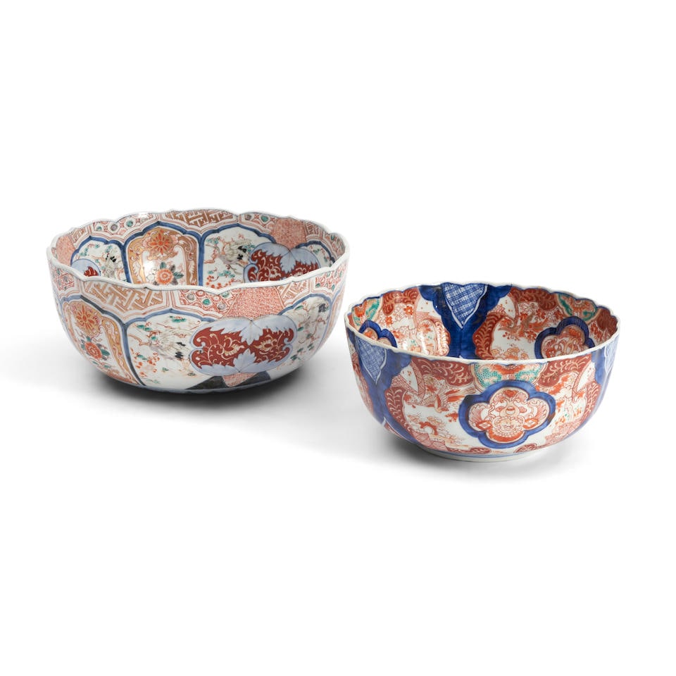 Two Japanese Imari Floral Bowls with Ruffled Rim (1 of 1)