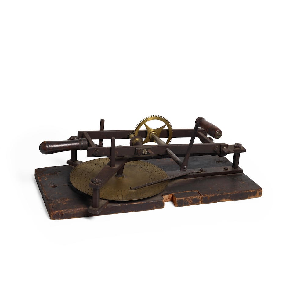 AN IRON, STEEL, AND BRASS WHEEL CUTTING ENGINE American, early 19th century (1 of 1)