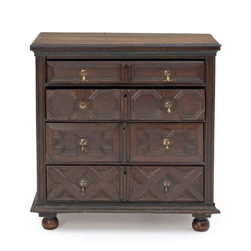 William & Mary Oak Geometric Chest of Drawers, England, early 18th century, (1 of 1)