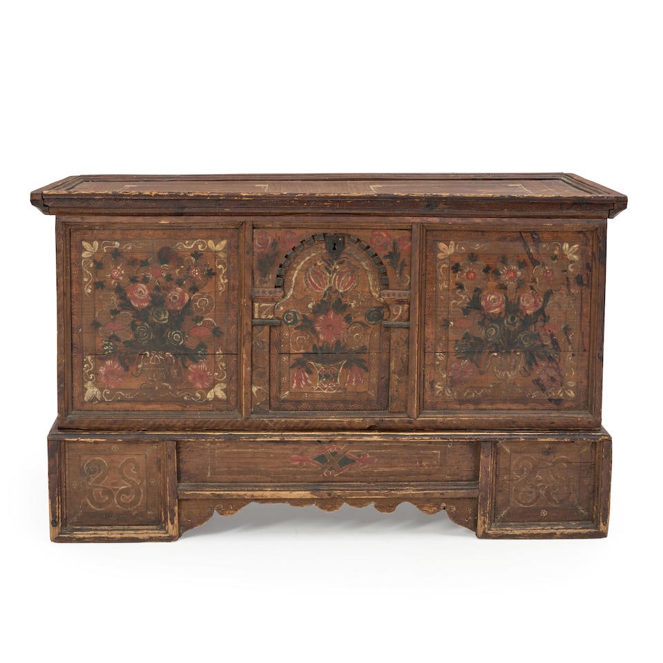 Tyrolian Polychrome Painted Marriage or Dower Chest, (1 of 1)