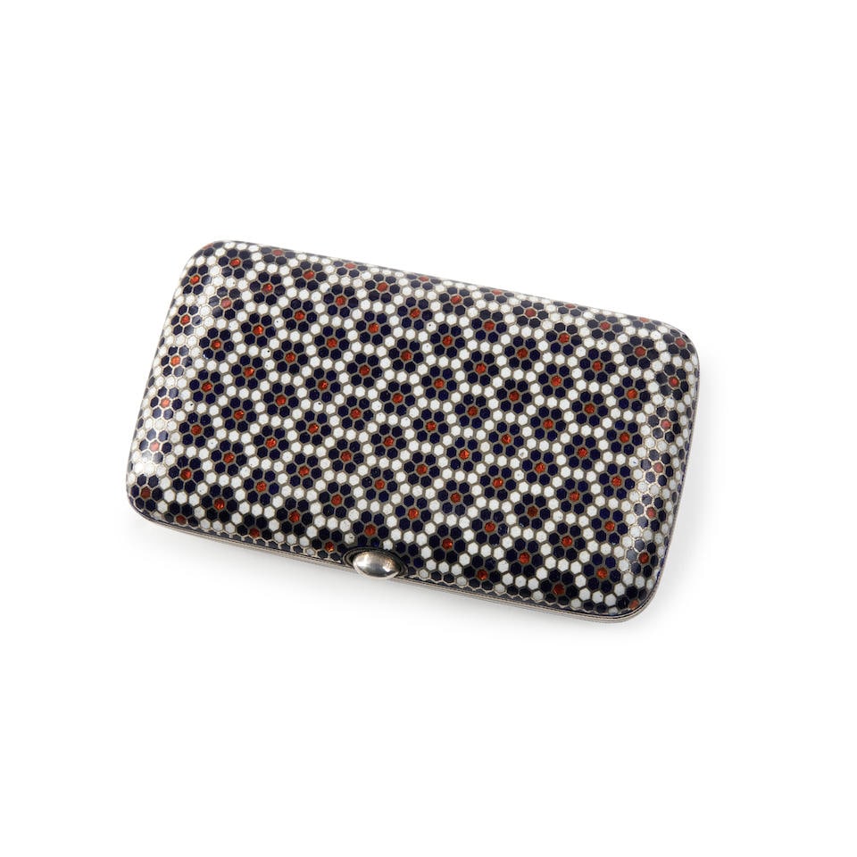 Russian .875 Silver and Cloisonne Cigarette Case, (1 of 2)