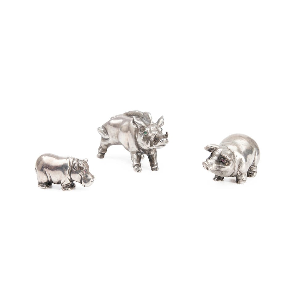 Three .875 Russian Silver Animals, Auction