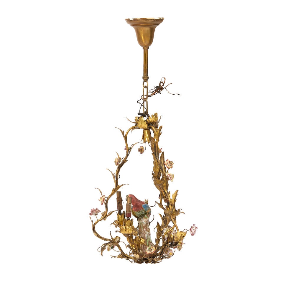 Rococo Style Gilt-metal and Porcelain Chandelier (1 of 2)