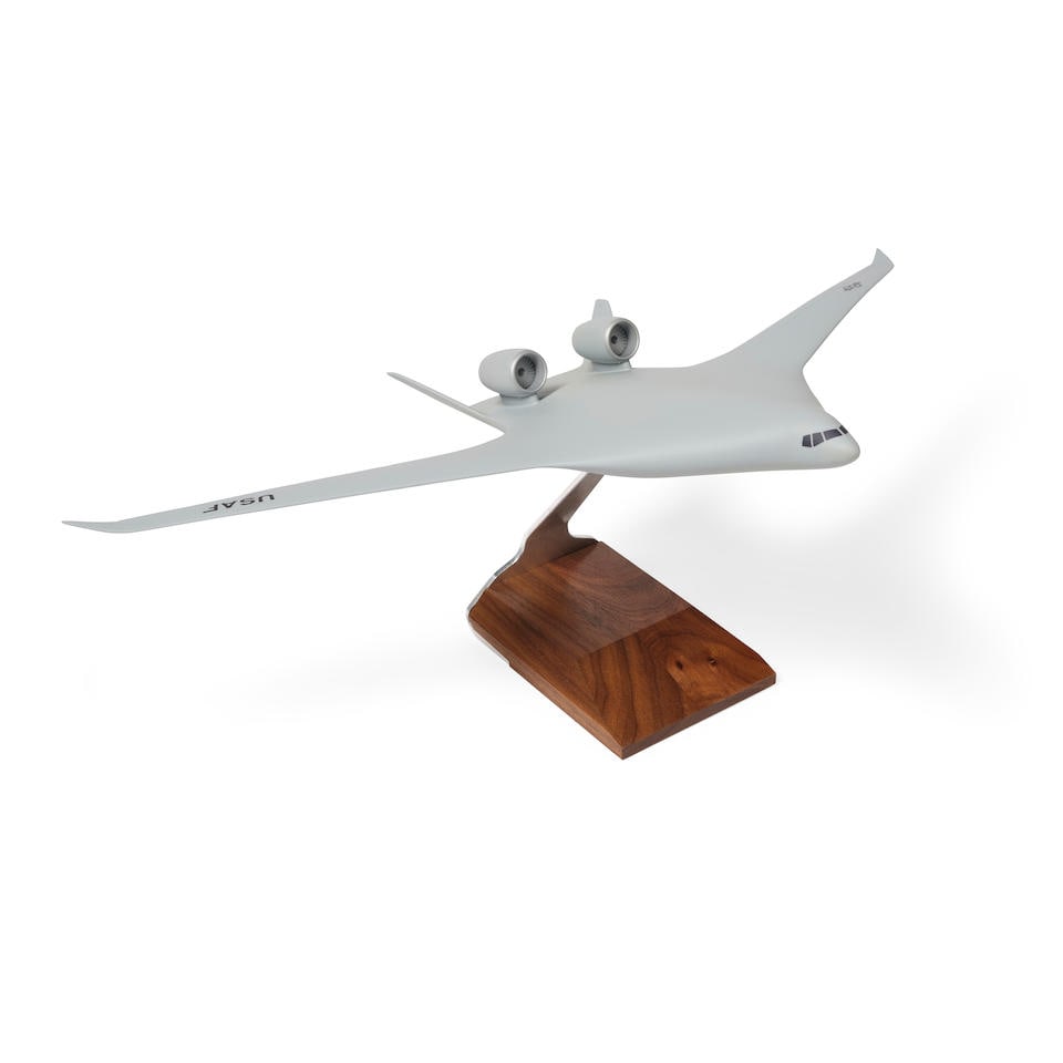 BOEING X-48C BWB CONTRACTOR'S CONCEPT MODEL. Mixed material on wood base, PacMin, c.2010, wingsp... (1 of 2)