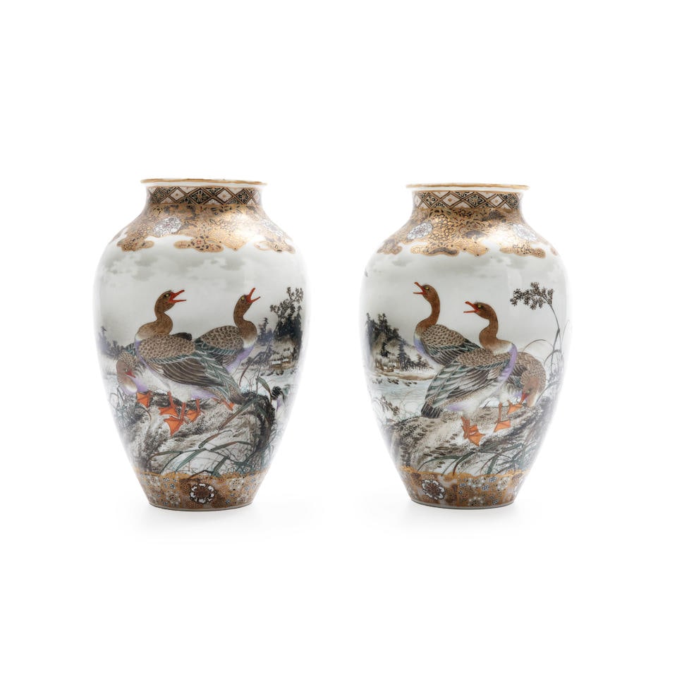 A PAIR OF YOKOHAMA PORCELAIN VASES (1 of 5)