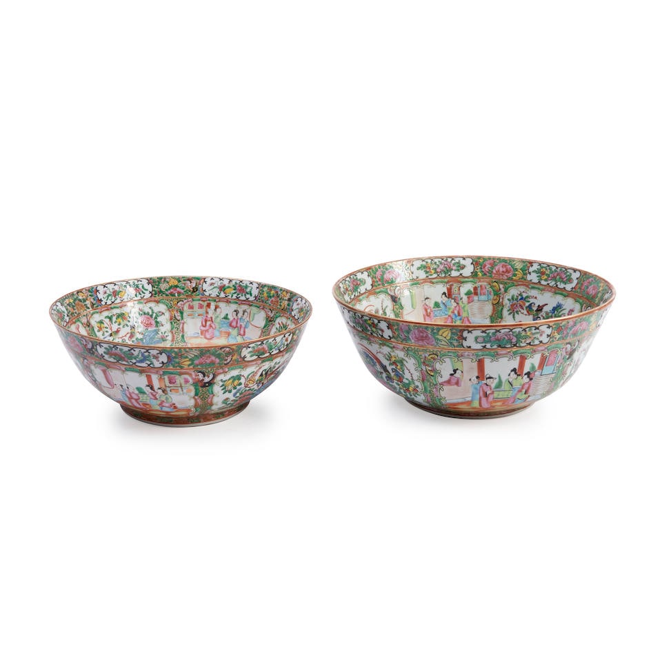 TWO ROSE MEDALLION PUNCH BOWLS (1 of 1)