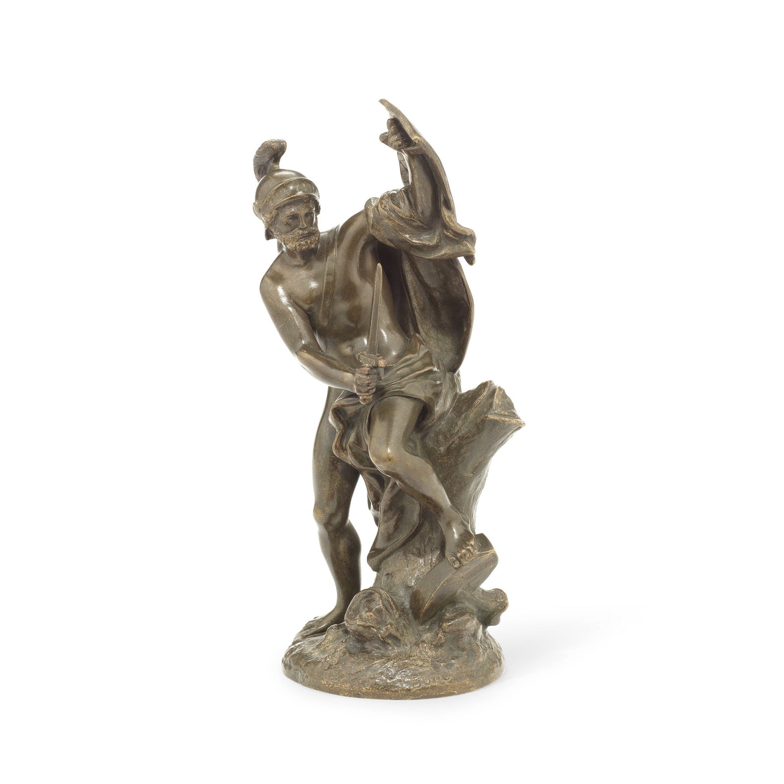 After Jean Bulio (French, 1827-1911): A bronze figure of a classical male warrior (1 of 1)