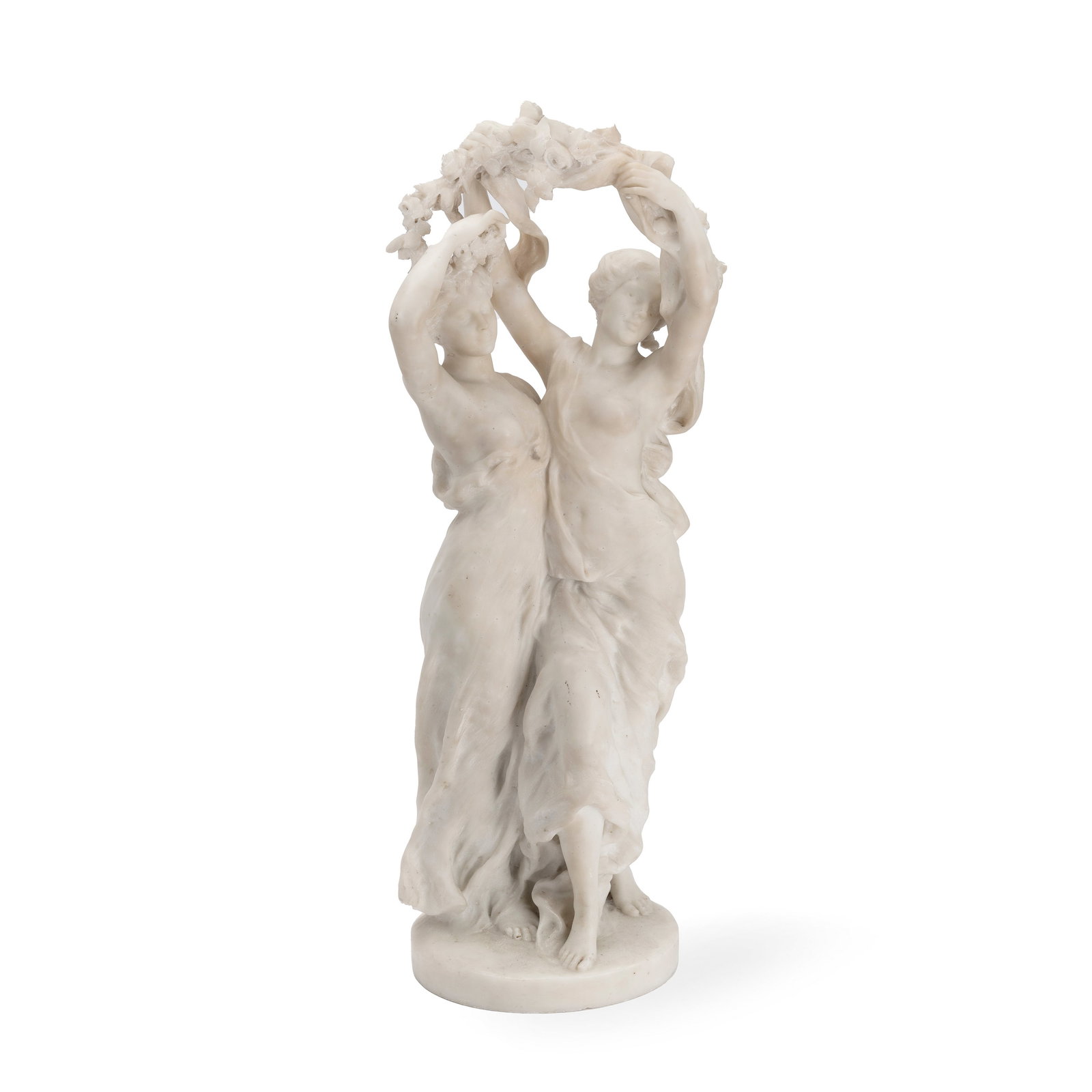 Henri Weigele (French, 1858-1927): A carved white marble figural group depicting a pair of danci... (1 of 1)
