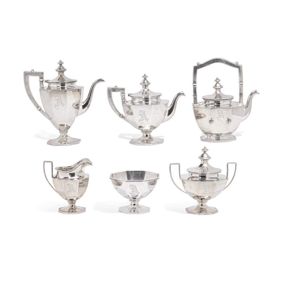 AN AMERICAN STERLING SILVER SIX-PIECE TEA AND COFFEE SERVICE by Gorham, Providence, RI, 20th cen... (1 of 1)