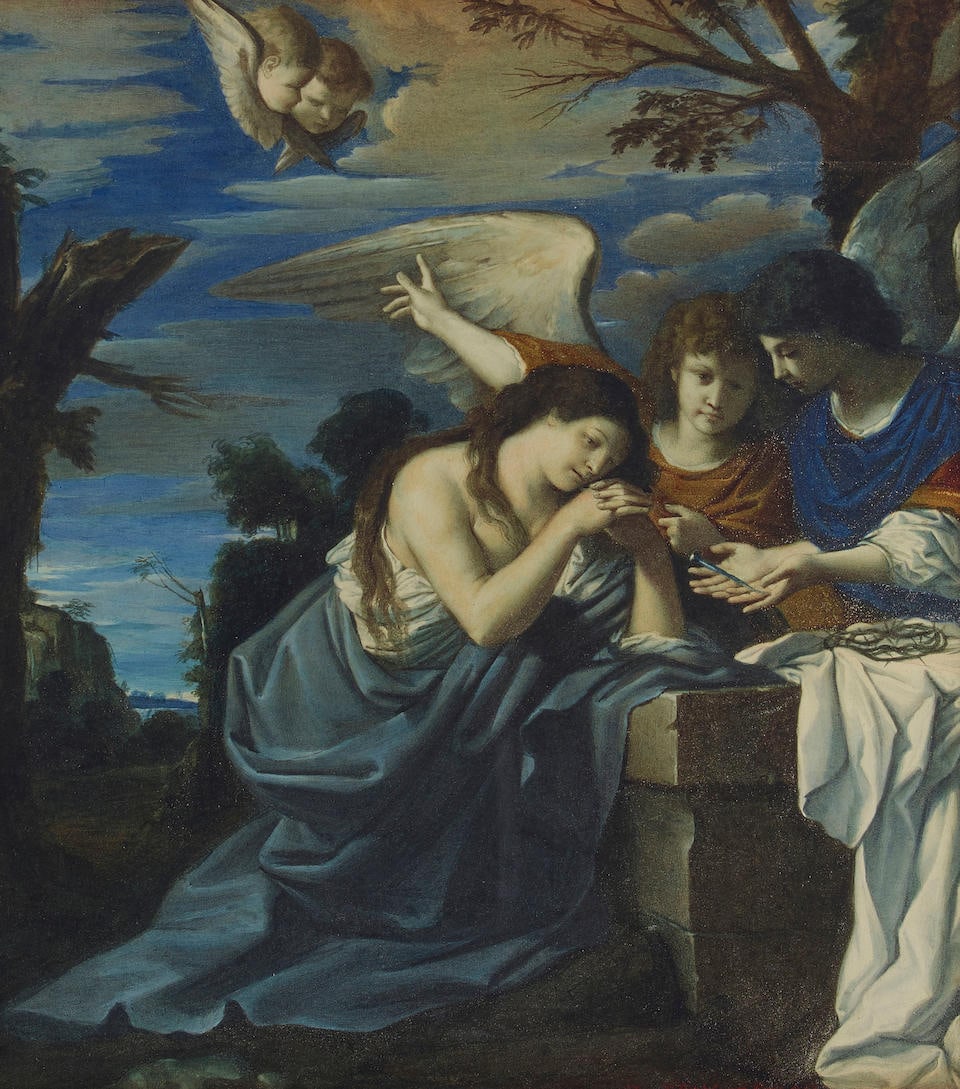 Eliseo Tuderte Fattorini (Italian, 1830-1887) Mary Magdalena at the grave of Christ after the co... (1 of 3)