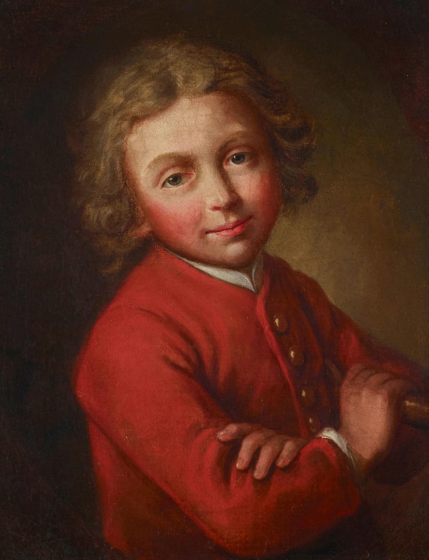 Circle of Nicolas-Bernard Lepicie (Paris 1735-1784) A portrait of a young boy in a red coat 18 x...: Circle of Nicolas-Bernard Lepicie (Paris 1735-1784) A portrait of a young boy in a red coat purportedly signed (lower right) oil on canvas 18 x 15in (45.7 x 38cm) For further information on this lot p
