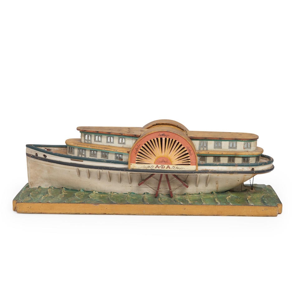 Carved and Painted Model of the Paddlewheel Steamer Ada, America, late 19th century. (1 of 1)