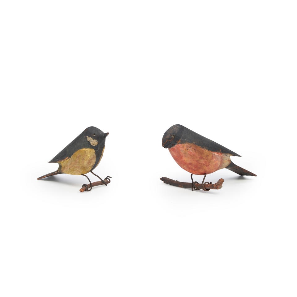 Two Carved and Polychrome Painted Birds, America, late 19th/early 20th century. (1 of 1)