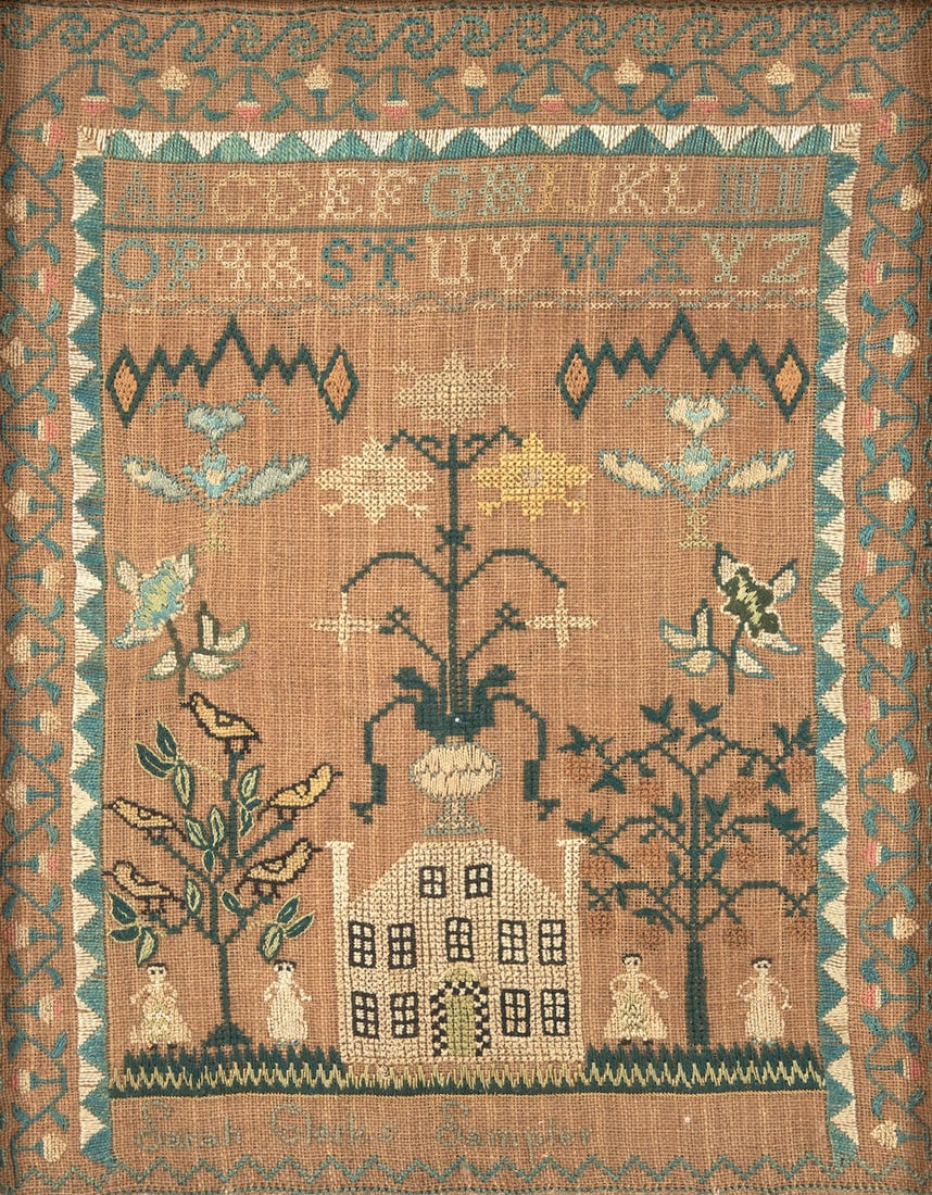 Embroidery Sampler, signed Sarah Clark, America, early 19th century. (1 of 2)