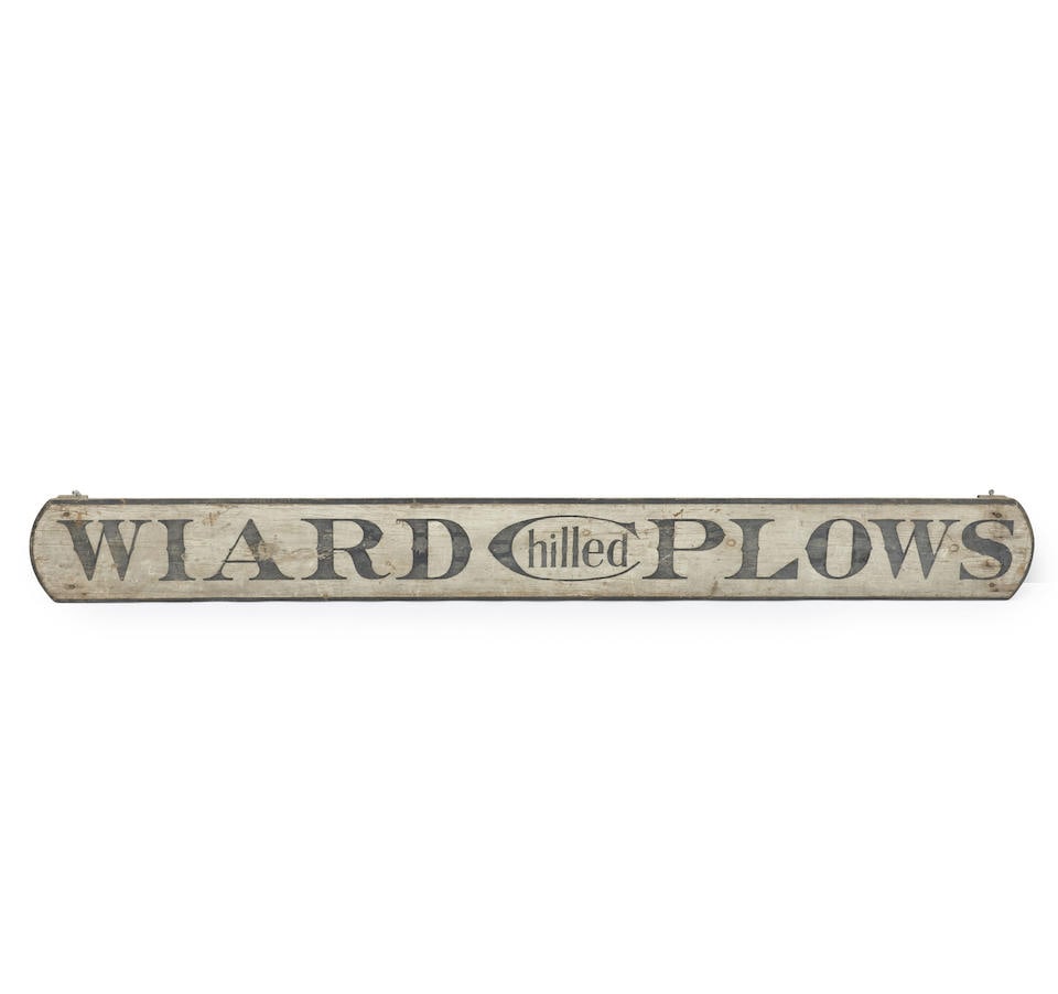 Painted 'Wiard Chilled Plows' Trade Sign, Batavia, New York, late 19th century. (1 of 1)