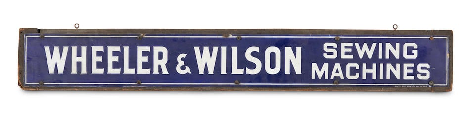 'Wheeler & Wilson Sewing Machines' Metal Sign, Connecticut, c. 1900. (1 of 1)