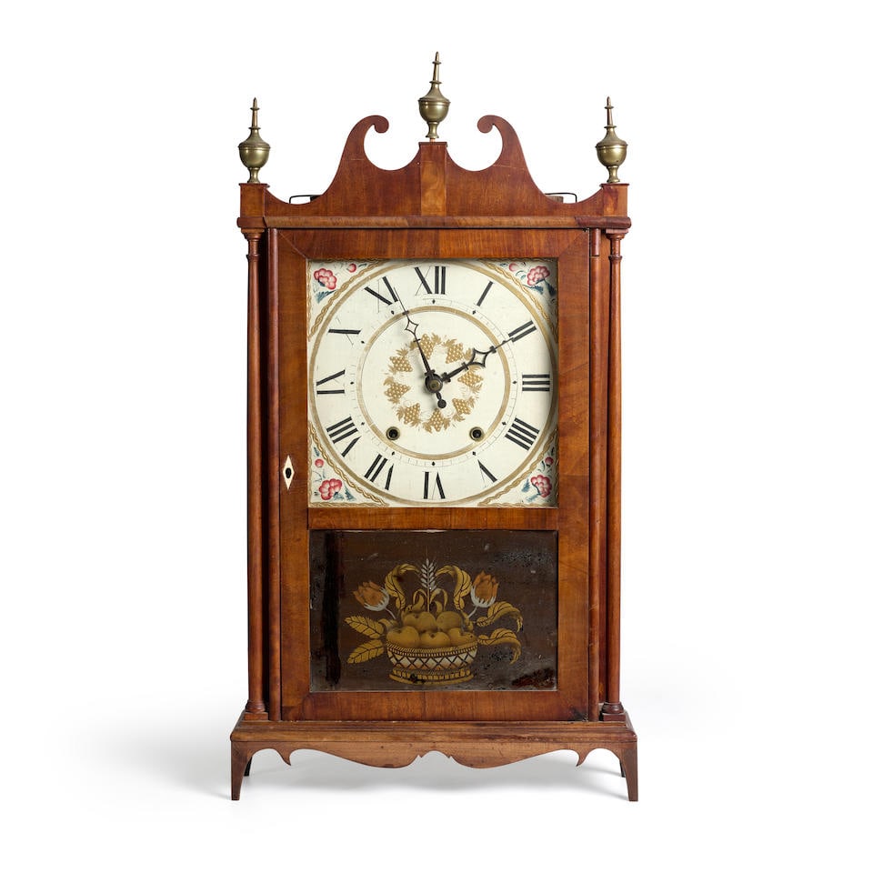 Mahogany Pillar and Scroll Clock, E. Terry & Sons, Plymouth, Connecticut, 1820-1825. (1 of 1)