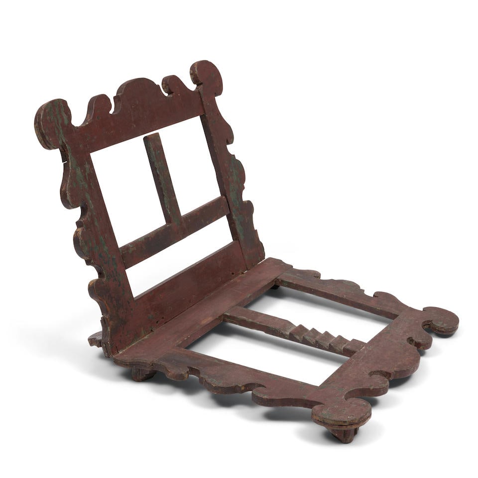 Fancy-painted Scroll-frame Book Stand, America, 19th century. (1 of 1)