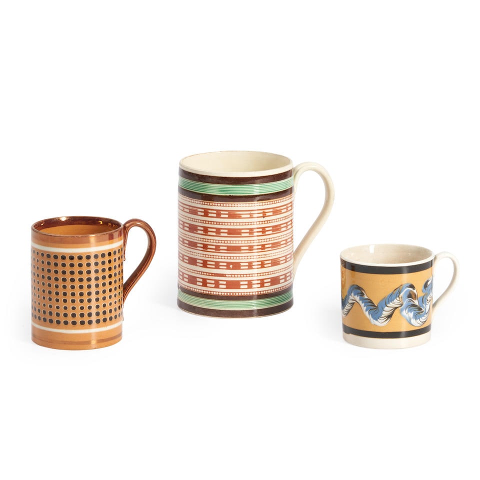 Three Slip-decorated Mugs, England, early 19th century. (1 of 1)