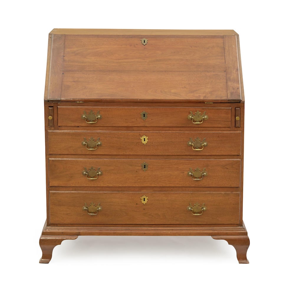 Mahogany Slant-lid Desk, possibly Newport, Rhode Island, late 18th century. (1 of 2)