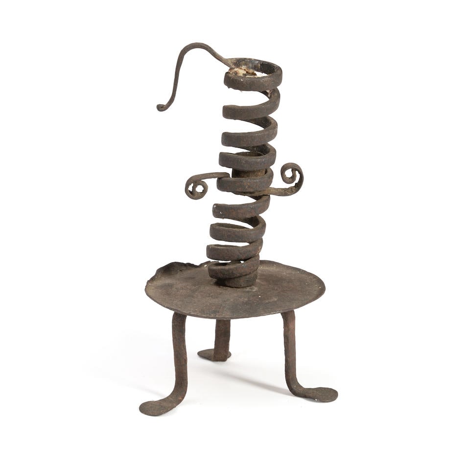 Wrought Iron Spiral Candleholder, America, 18th century. (1 of 1)