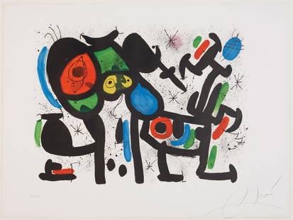 Joan Miró (1893-1983); Magie Blanche II;: Joan Miró (1893-1983) Magie Blanche II (Mourlot 1240), 1981 Lithograph in colors on wove paper, signed in pencil and numbered 73/100, published/printed by Daniel Lelong Éditeur, Paris, part