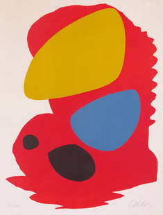 Alexander Calder (1898-1976); Untitled (LACMA Exhibition Poster);: Alexander Calder (1898-1976) Untitled (LACMA Exhibition Poster), 1965 Lithograph in colors on Arches paper, signed in pencil and numbered 30/100, with margins, framed. sheet 33 x 24 7/8in (83.8 x 63.2