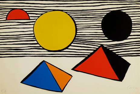 Alexander Calder (1898-1976); Two Half Disks;: Alexander Calder (1898-1976) Two Half Disks, 1971 Lithograph in colors on wove paper, signed in pencil and annotated 'E.A.' (an épreuve d'artiste, aside from the edition of 95), the full sheet, f