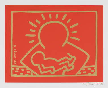 Keith Haring (1958-1990); A Very Special Christmas;: Keith Haring (1958-1990) A Very Special Christmas (Not in Littmann), 1987 Screenprint in colors on wove paper, signed in olive crayon and dated, published by A&M Records, Santa Monica, with full margi