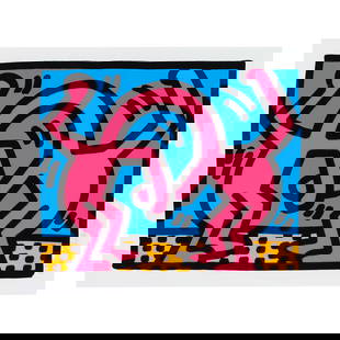Keith Haring (1958-1990); One Plate, from Pop Shop II;: Keith Haring (1958-1990) One Plate, from Pop Shop II (Littmann p. 97), 1988 Screenprint in colors on wove paper, signed in pencil, dated and numbered 137/200, published by Martin Lawrence Limited Edit
