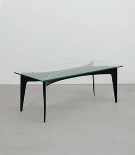 Gio Ponti Coffee table, circa 1950: Gio Ponti Coffee table, circa 1950 Painted wood, glass. 41 x 108.5 x 48.4 cm Manufactured by Fontana Arte, Milan, Italy. Footnotes: Literature R. Aloi, Esempi di arredamento moderno di tutto il mo