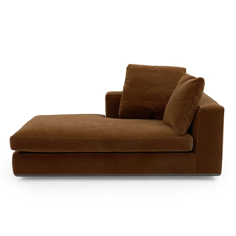 MINOTTI BROWN VELVET CHAISE LOUNGE (1 of 1)