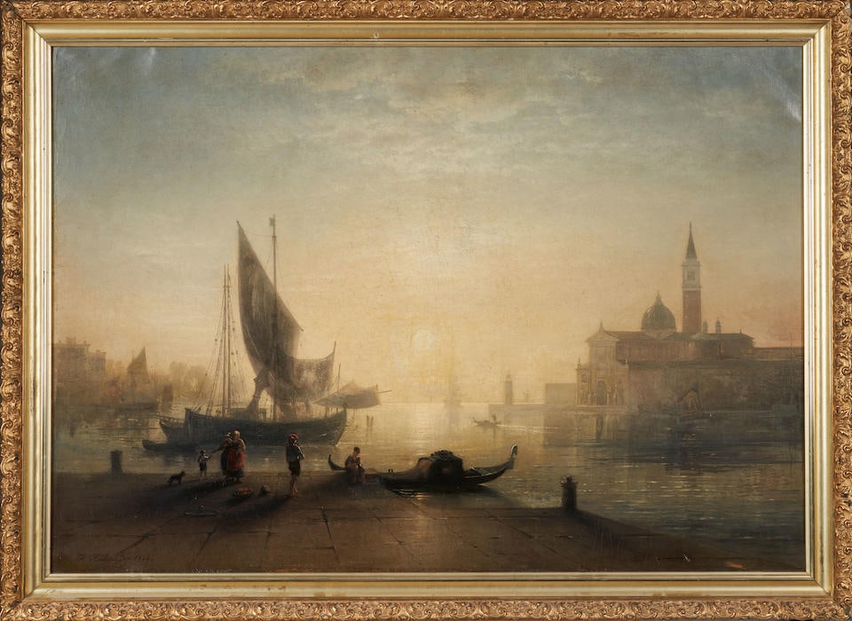 KARL HEILMAYER (GERMAN, 1829-1908) CANAL S. MARCO AND S. GIORGIO MAGGIORE ISLAND, VENICE: KARL HEILMAYER (GERMAN, 1829-1908) CANAL S. MARCO AND S. GIORGIO MAGGIORE ISLAND, VENICE • Oil on canvas • Signed 'K. Heilmayer 1879' (lower left) • Framed • 23 5/8' x 33 7/8' 